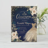 花、ダイヤモンド、ドレス 青いキンセアニエラ 招待状 (スタンド正面)