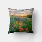 花 |テキサス州ブルーボンネット&インディアンペイントブラシ クッション (裏面)