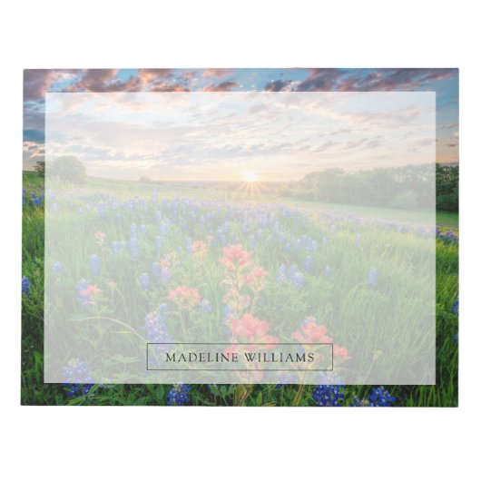 花 |テキサス州ブルーボンネット&インディアンペイントブラシ ノートパッド (正面)