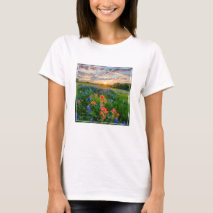 花 テキサス州ブルーボンネット&インディアンペイントブラシ Tシャツ