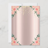 花，ドレス，紙吹雪バラ金ゴールド50誕生日 招待状 (裏面)