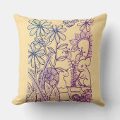 花、ネズミ、カタツムリと背中を押す クッション (正面)