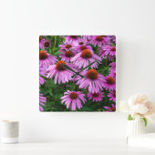 花 |ピンクのコンフロアーガーデン スクエア壁時計 (ホーム)