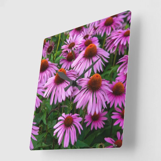 花 |ピンクのコンフロアーガーデン スクエア壁時計 (傾斜)