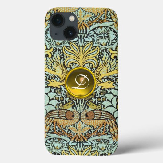 花、ピーコックとドラゴンイエロージェムモノグラム Case-Mate iPhoneケース (裏面)