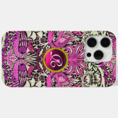花、ピーコックとドラゴンズ宝石の石モノグラム Case-Mate iPhoneケース (裏面 (横))