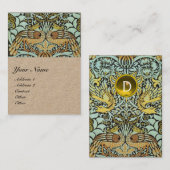 花、ピーコックとドラゴンモノグラムクラフト 名刺 (正面/裏面)