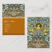 花、ピーコックとドラゴンモノグラム 名刺 (正面/裏面)