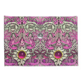 花，ピーコック，ドラゴン，ピンクの白い宝石 枕カバー (裏面-右)