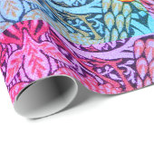 花，ピーコック，ドラゴン，ピンク紫色の黄色の宝石 ラッピングペーパー (ロールコーナー)