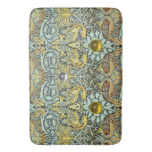 花、ピーコック、ドラゴン、白い黄色の宝石の石 バスマット (正面縦)