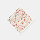 花 ピーチ グリーン ボタニカル スタンダードカクテルナプキン (角)