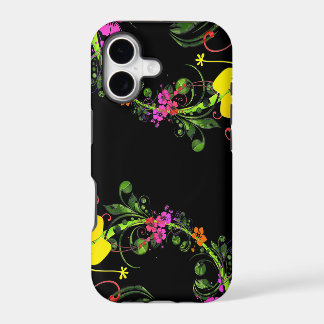 花 フラワー ブラック フォン - タフ iPhone X カー