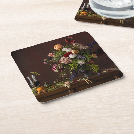 花 |フローラ配置 スクエアペーパーコースター (アングル)