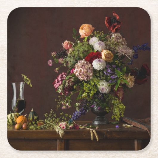 花 |フローラ配置 スクエアペーパーコースター (正面)