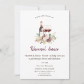 花 ブルゴーニュ ワイン ぶどう リハーサル ディナー 招待状 (正面)