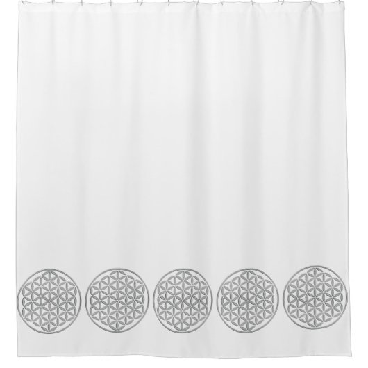花/ブルームデレベンス – スタンプシルバー シャワーカーテン (正面)