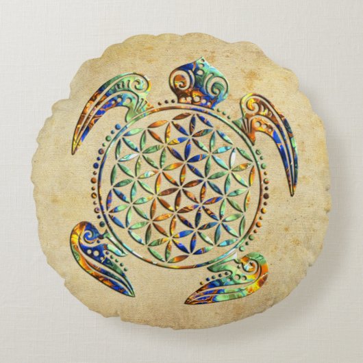 花/ブルームデレベンス – タートルカラー ラウンドクッション (正面)