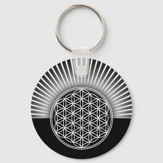 花/ブルームデレベンス – ホワイトフラット キーホルダー (正面)