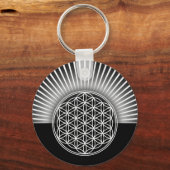 花/ブルームデレベンス – ホワイトフラット キーホルダー (正面)