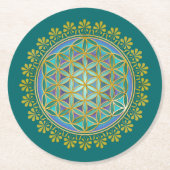 花/ブルームデレベンス – ボタンV ラウンドペーパーコースター (正面)