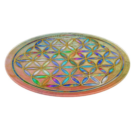 花/ブルームデレベンス – 金ゴールドカラフル カッティングボード (角)