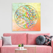 花/ブルームデレベンス – 金ゴールドカラフル キャンバスプリント (インサイチュ (リビング))