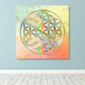 花/ブルームデレベンス – 金ゴールドカラフル キャンバスプリント (インサイチュ (ウッドフロア))