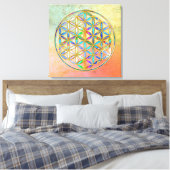 花/ブルームデレベンス – 金ゴールドカラフル キャンバスプリント (インサイチュ (寝室))