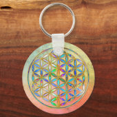 花/ブルームデレベンス – 金ゴールドカラフル キーホルダー (正面)