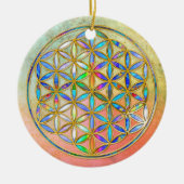 花/ブルームデレベンス – 金ゴールドカラフル セラミックオーナメント (正面)