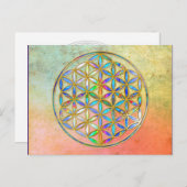 花/ブルームデレベンス – 金ゴールドカラフル ポストカード (正面/裏面)