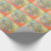 花/ブルームデレベンス – 金ゴールドカラフル ラッピングペーパー (角)