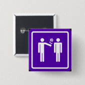 "花"ボタンを持つ人 缶バッジ (正面&裏面)