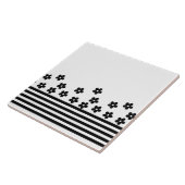 花＆ボーダー（ホワイト） タイル (側面)