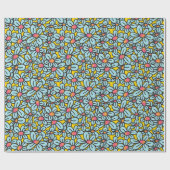 花(ポップ・アートの黄)包み紙 ラッピングペーパー (フラット)