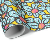 花(ポップ・アートの黄)包み紙 ラッピングペーパー (ロールコーナー)