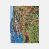 花 |マデイラ島ポルトガル フリースブランケット (正面)