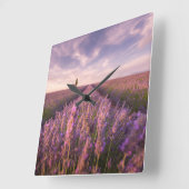 花 |ラベンダー南フランス スクエア壁時計 (傾斜)