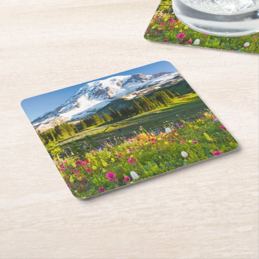 花 |レイニア山の野草 スクエアペーパーコースター (アングル)