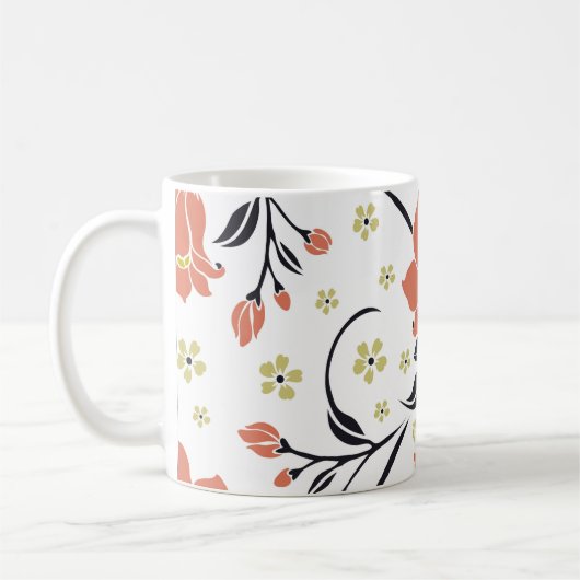 花、レース、シームレスな豪華パターン コーヒーマグカップ (左)