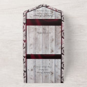 花、レース&ホースシューズ、バーガンディーリボン オールインワン招待状 (外側)