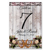 花、レース&ホースシューズ、バーガンディーリボン テーブルナンバー (裏面)