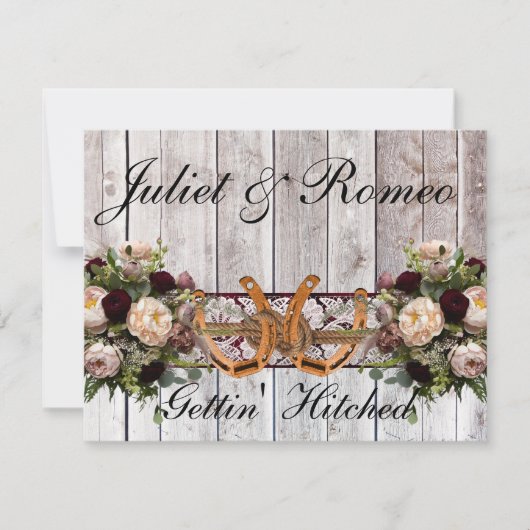 花、レース&ホースシューズBurgundy Ribbon 結婚's (正面)