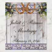 花、レース&馬蹄形、ブルーリボン2 ワインラベル (シングルラベル)