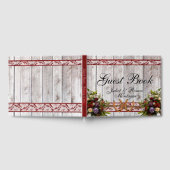 花、レース&馬蹄形、赤いリボン ゲストブック (全面)