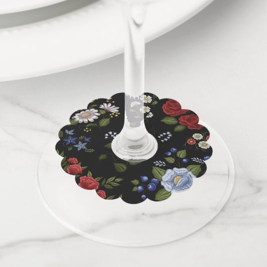 花 ワイングラスタグ (クローズアップ)