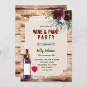 花 ワインバーガンディ テーマパーティー 招待状 (正面/裏面)