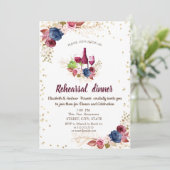 花 ワインレッド リハーサル ディナー 招待状 (スタンド正面)