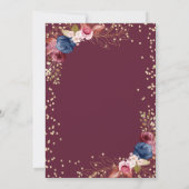 花 ワインレッド リハーサル ディナー 招待状 (裏面)